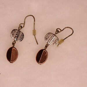 Unique multi toned copper and silver contemporary hammered earrings